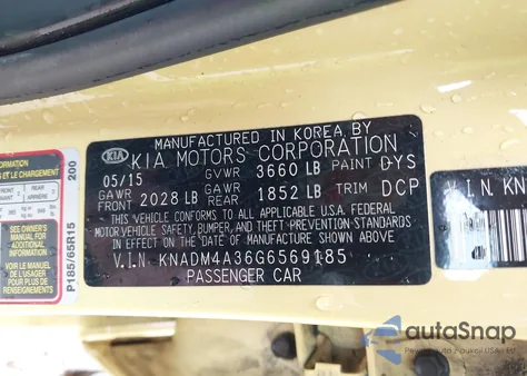 2016 Kia Rio Lx z USA, uszkodzony, nr VIN KNADM4A36G6569185